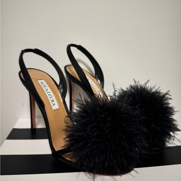 AQUAZZURA silk and feather shoes! ONLY 1 time wear! - Picture 2 of 10
